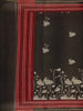 Black Floral Printed Chanderi Cotton Saree with Contrast Red Border