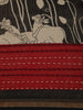 Black Floral Printed Chanderi Cotton Saree with Contrast Red Border