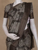 Black Floral Printed Chanderi Cotton Saree with Zari Border