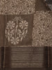 Black Floral Printed Chanderi Cotton Saree with Zari Border