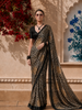 Black Floral Printed Chiffon Saree