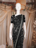 Black Floral Printed Chiffon Saree