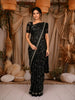 Black Floral Printed Chiffon Saree
