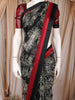 Black Floral Printed Chiffon Saree with Contrast Red Border