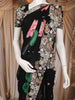 Black Floral Printed Chiffon Saree with Heavy Embroidered Border