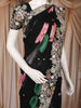 Black Floral Printed Chiffon Saree with Heavy Embroidered Border