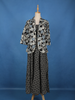 Black Floral Printed Cotton Gown with Overcoat
