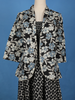 Black Floral Printed Cotton Gown with Overcoat