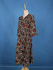 Black Floral Printed Cotton Kurti With Front Buttons