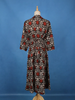 Black Floral Printed Cotton Kurti With Front Buttons