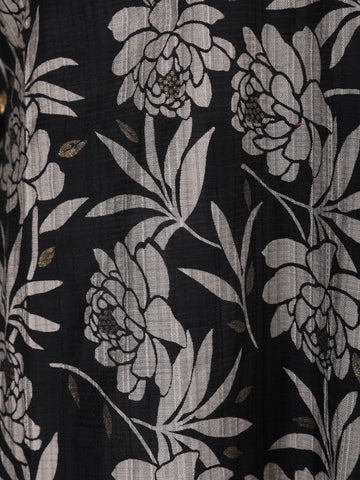 Black Floral Printed Cotton Salwar Suit - Diadem