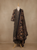 Black Floral Printed Cotton Salwar Suit With Dupatta