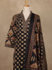 Black Floral Printed Cotton Salwar Suit With Dupatta