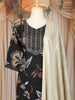 Black Floral Printed Cotton Salwar Suit with Embroidered Yoke and Dupatta