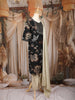 Black Floral Printed Cotton Salwar Suit with Embroidered Yoke and Dupatta