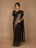Black Floral Printed Cotton Saree