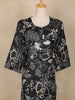 Black Floral Printed Cotton Straight Kurti