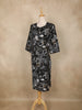 Black Floral Printed Cotton Straight Kurti