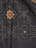Black Floral Printed Design Chanderi Cotton Saree with Solid Border