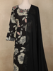 Black Floral Printed Design Cotton Straight Salwar Suit with Dupatta