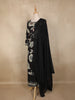 Black Floral Printed Design Cotton Straight Salwar Suit with Dupatta