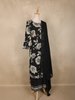 Black Floral Printed Design Cotton Straight Salwar Suit with Dupatta