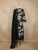 Black Floral Printed Design Cotton Straight Salwar Suit with Dupatta