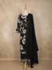 Black Floral Printed Design Cotton Straight Salwar Suit with Dupatta