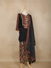 Black Floral Printed Design Cotton Patiala Salwar Suit with Dupatta