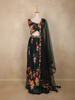 Black Floral Printed Design Crepe Bridesmaids Lehenga