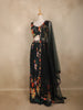 Black Floral Printed Design Crepe Bridesmaids Lehenga