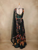 Black Floral Printed Design Crepe Bridesmaids Lehenga