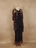 Black Floral Printed Design Crepe Kaftan Suit