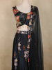 Black Floral Printed Design Organza Lehenga with Dupatta