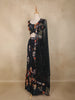 Black Floral Printed Design Organza Lehenga with Dupatta