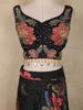 Black Floral Printed Design Organza Lehenga with Dupatta