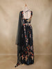 Black Floral Printed Design Organza Lehenga with Dupatta