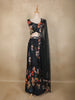 Black Floral Printed Design Organza Lehenga with Dupatta