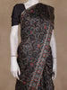 Black Floral Printed Design Tussar Saree with Contrast Border