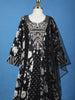 Black Floral Printed Kids Cotton Gown with Embroidered Yoke