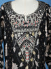 Black Floral Printed Kids Cotton Gown with Embroidered Yoke