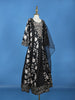 Black Floral Printed Kids Cotton Gown with Embroidered Yoke