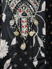 Black Floral Printed Kids Cotton Gown with Embroidered Yoke