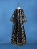 Black Floral Printed Kids Cotton Gown with Embroidered Yoke