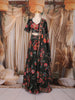 Black Floral Printed Organza Lehenga with Dupatta