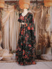 Black Floral Printed Organza Lehenga with Dupatta