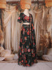 Black Floral Printed Organza Lehenga with Dupatta