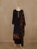 Black Floral Printed Synthetic Salwar Suit