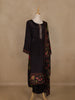 Black Floral Printed Synthetic Salwar Suit