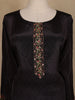 Black Floral Printed Synthetic Salwar Suit